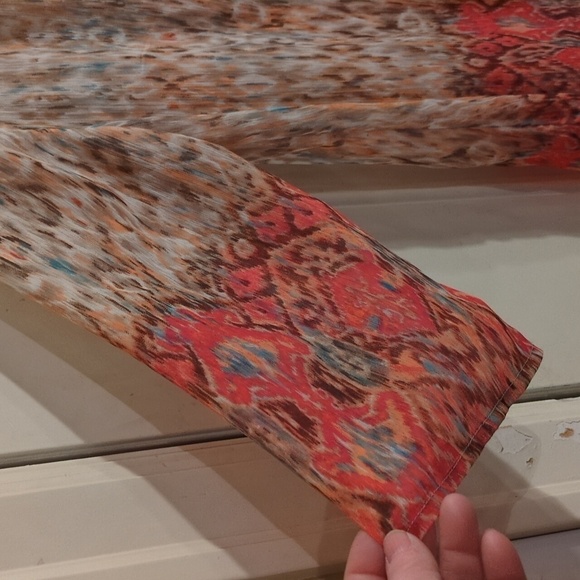 Chicos Tunic: Sheer, Abstract Print Embellished With Beads & Rhinestones, V-Neck - Picture 8 of 16